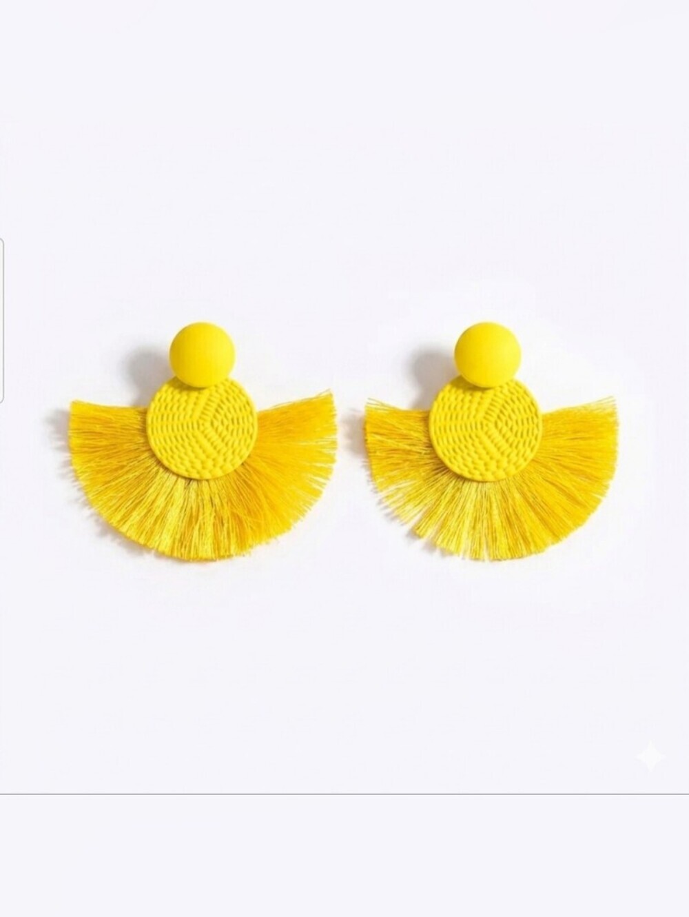 🆕️Yellow Fringe Tassel Statement Earrings NWOT